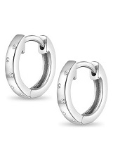 lovely silver clear dots cubic zirconia huggie birthstone baby earrings